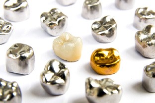 Closeup of dental crowns